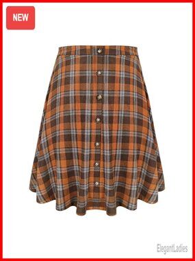 Plus Size Corduroy A-Line Mini Skirt Button Front Fall Winter